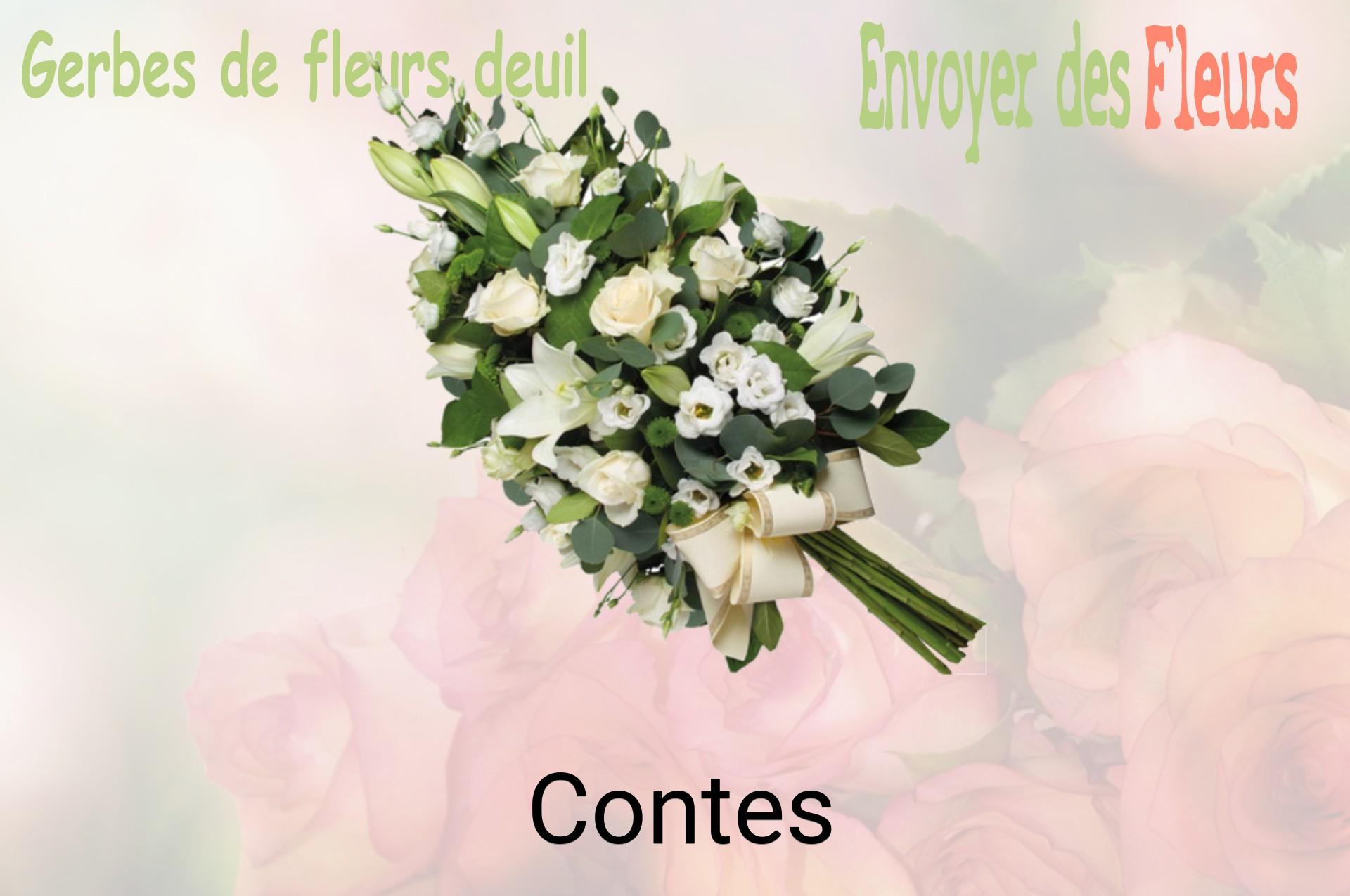 Gerbe de fleurs de deuil livrée à Contes